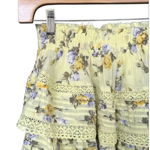 Aerie Rock 'n' Ruffle Floral Ruffle Tiered Mini Skirt XS Boho Fairy Coquette Y2K - Picture 5 of 9
